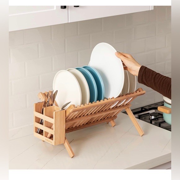 HBlife Dish Rack, Bamboo Folding 2-Tier Collapsible Drainer Dish Drying Rack - Picture 6 of 6